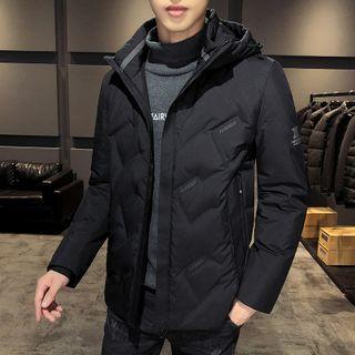Long-sleeve Letter Printed Hooded Padded Coat