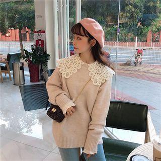 Crochet Lace Collar Sweater