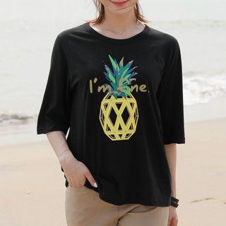 Pineapple-print Lettering T-shirt