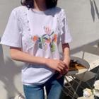 Lace-trim Printed T-shirt