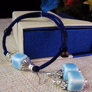 Set: Ceramic Cube Bracelet + Hook Earring