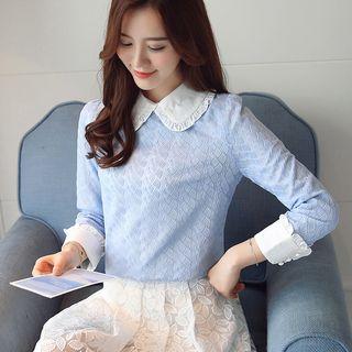 Frilled Collared Lace Top