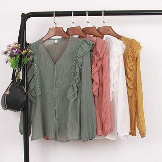 Frilled Lace Trim Blouse