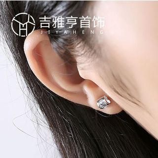 Heart Stud Earring 1 Pair - White - One Size