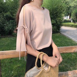 Lace-up Elbow-sleeve Top