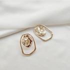Metal Stud Earring 1 Pair - 925 Silver Stud - Gold - One Size