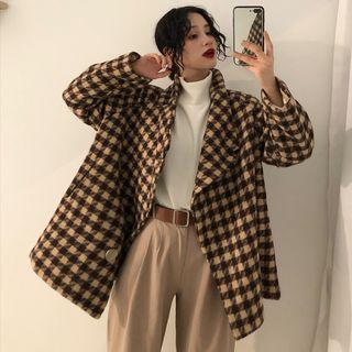 Check Loose-fit Coat As Figure - One Size