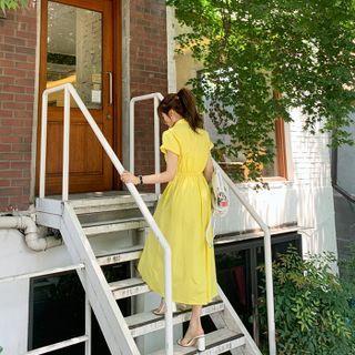 Roll-up Sleeve Long Shirtwaist Dress