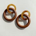 Wooden & Acrylic Hoop Dangle Earring 1 Pair - As Shown In Figure - One Size