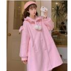 Peter Pan Collar Medium Long Padded Jacket Pink (thick) - One Size