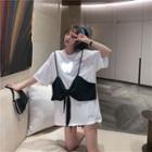 Mock Two-piece Printed Butterfly Dress