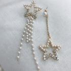 Non-matching Faux Pearl Star Dangle Earring 1 Pair - As Shown In Figure - One Size