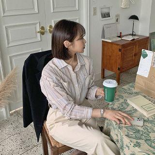 Dual-pocket Stripe Cotton Shirt
