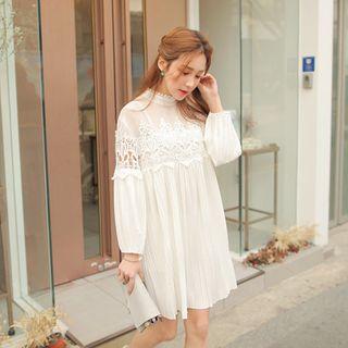 Sheer-yoke Lace A-line Dress