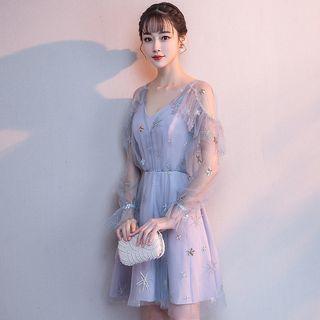 Cold-shoulder Mini A-line Cocktail Dress