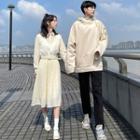 Couple Matching Lace Waist Dress / Hooded Sweatshirt / Pants