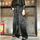 Elbow-sleeve Japanese Character Print T-shirt / Shorts / Pants