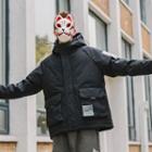 Applique Cargo Hooded Padded Jacket
