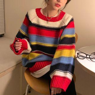 Striped Sweater Stripes - Red & Blue & Yellow - One Size
