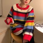 Striped Sweater Stripes - Red & Blue & Yellow - One Size