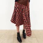 Asymmetric-hem Checked Midi Skirt