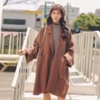 Notch Lapel Open-front Coat Coffee - One Size
