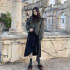 Padded Coat / Midi Asymmetric Skirt