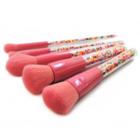 Set Of 5: Transparent Beaded Handle Makeup Brush Pink & Multicolour - One Size