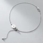 Flower Rhinestone Sterling Silver Anklet S925 Silver - Silver - One Size