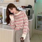 Loose-fit Floral Sweater Pink - One Size