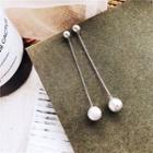 Faux Pearl Dangle Earring 1 Pair - 925 Silver - Silver - One Size