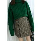 Petite Size Turtle-neck Cable-knit Sweater