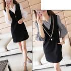 Mock Two-piece Puff-sleeve Mini Dress