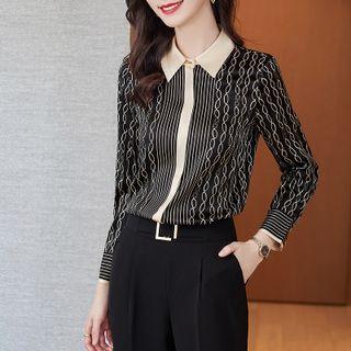 Long-sleeve Print Shirt / Dress Pants / Set