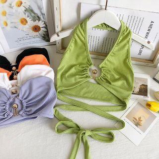 Details Tie-hem Halter Top In 5 Colors