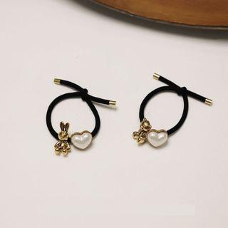 Alloy Rabbit Faux Pearl Hair Tie