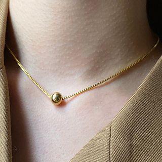 Alloy Bead Pendant Choker E208 - Gold - One Size