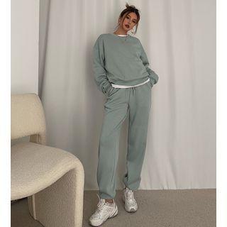 Set: Loose-fit Pullover + Drawstring Loose Sweatpants In 5 Colors