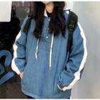 Fleece-lined Buttoned Loose Hoodie