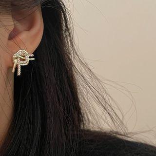 Heart Knot Rhinestone Alloy Earring 1 Pair - Gold - One Size