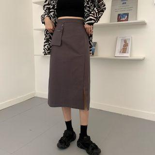 Cargo Side-slit Midi Skirt
