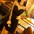 Long-sleeve Sheer Panel A-line Mini Dress