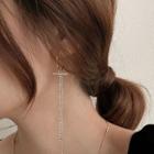 Rhinestone Fringed Earring 1 Pair - Silver Needle - Gold - One Size