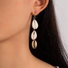 Shell Alloy Dangle Earring 21374 - 1 Pair - White & Gold - One Size