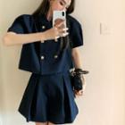 Short-sleeve Double-breasted Blouse / Shorts