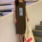 Lettering Pattern Print Long Tank Dress