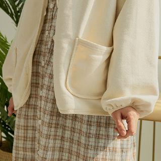 Pocket-patch Cotton Cardigan Ivory - One Size