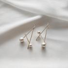 Faux-pearl Triangle Stud Earring 1 Pair - 925 Silver Stud - Gold - One Size