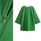 3/4-sleeve Zip Mini Dress