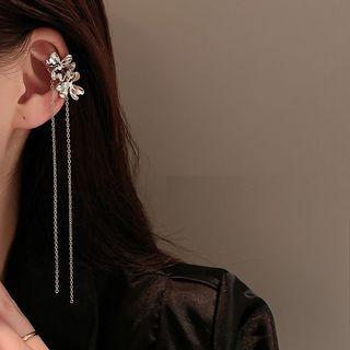 Flower Alloy Fringed Cuff Earring Silver - One Size